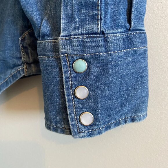 Replay Blue Jeans Denim Shirt with Turquoise Buttons - Picture 8 of 10